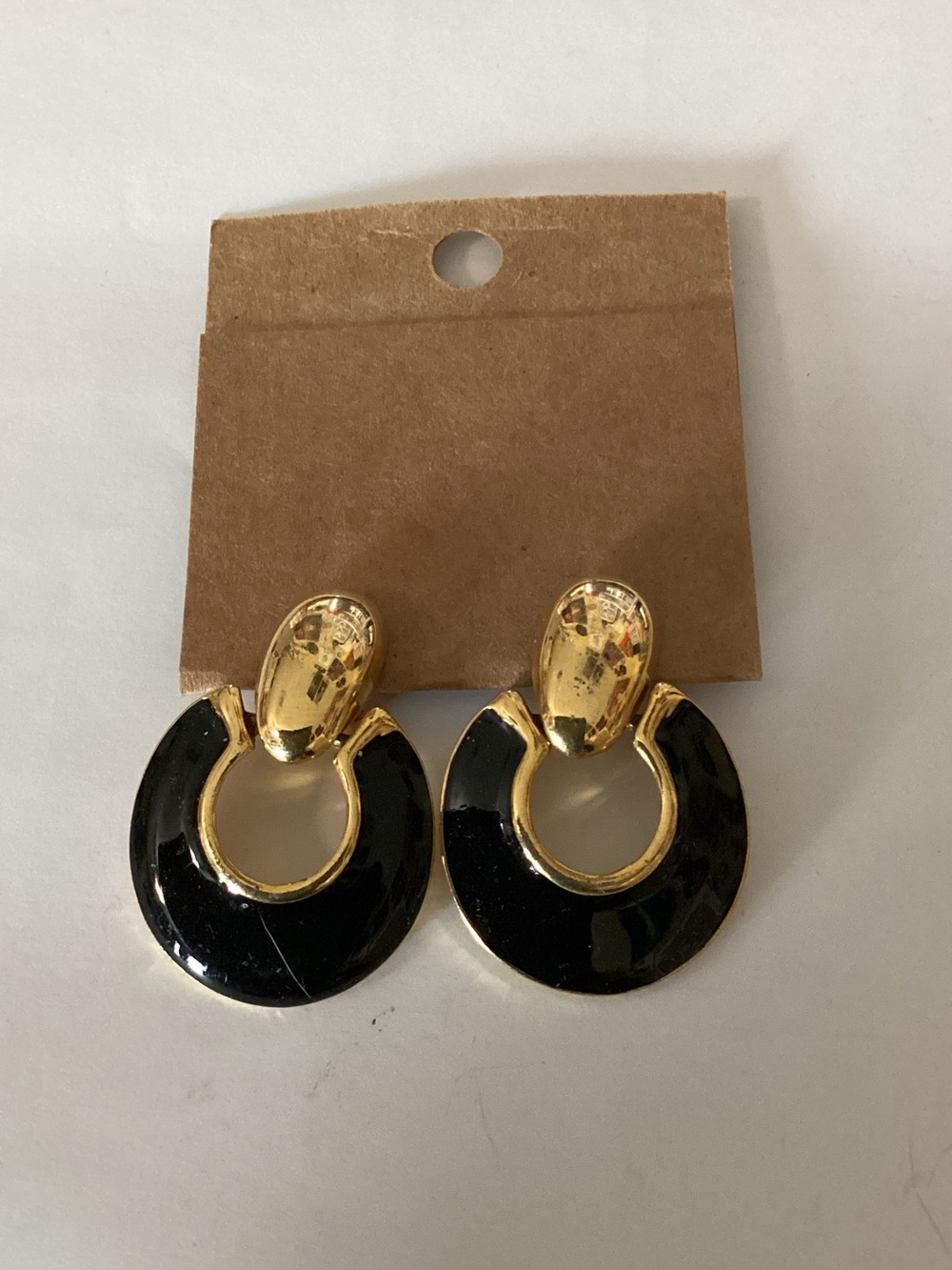 Gold and Black Hoop clip on‎ Earrings - Women's Jewelry